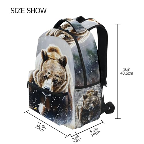 Bear Art Winter Backpack Daypack Shoulder Bag Book Bag Lightweight Back Pack 11.4 ×16 Inch4