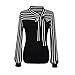 Produktbild NPRADLA 2020 Damen Bluse Langarm Elegant Herbst Frauen Tie Bow Ausschnitt Gestreift Splicing Hemd Tops Blazer