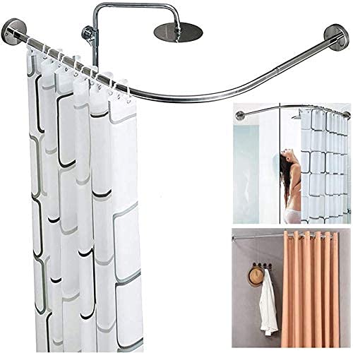 Barre douche angle sans perçage extensible en L qui ne s'affaisse pas pour baignoire