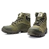 Bota Cat Masculina Verde Militar em Couro Adventure Biqueira Interna (Verde Oliva, 43)