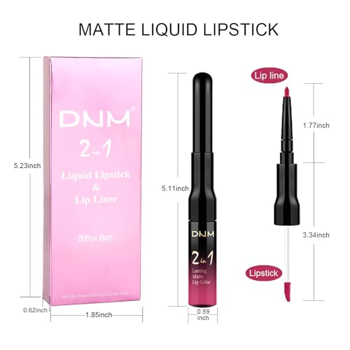 Image of evpct 3Pcs Rose red plum Warm pink Deep cranberry Lip Stain Matte Lip Liner and Lipstick Set Long Lasting labiales matte mate larga duracion listip 24 hour a prueba de agua mate 24 horas originales