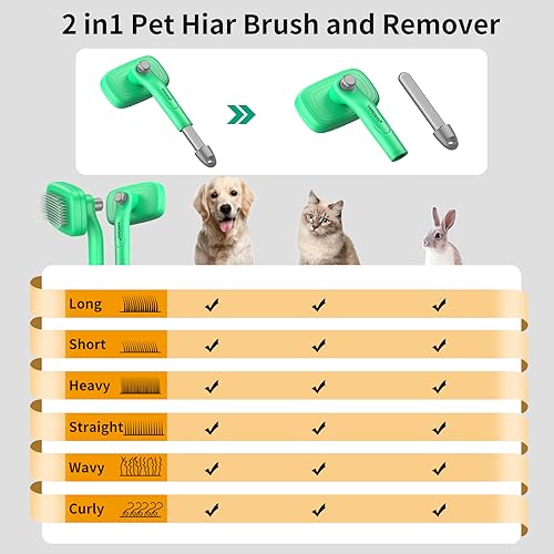 Self-Cleaning-Slicker-Brush-for-Shedding-Grooming-Long-Short-Haired-Dogs-Cats-Pets-Retractable-Brush-with-Hair-Remover-Tool-in-Handle-Removes-Loose-Fur-Undercoat-Tangles-Hair-Green