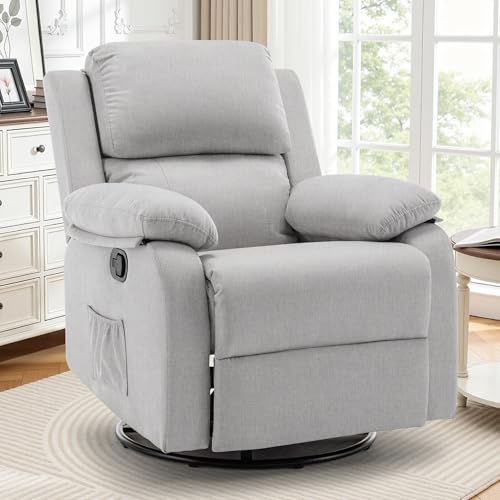 Image of Korser Recliner Chair, 360 Swivel Rocker Chair for Adults, Small Rocking Recliner for Small Spaces, Upholstered Fabric Glider Recliner Nursery