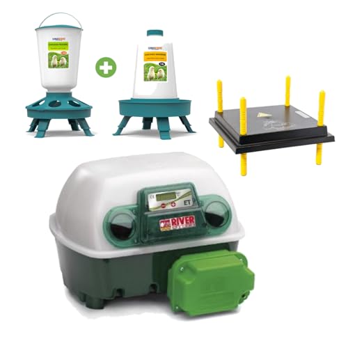 Paquete completo de polluelos: River EggTech 12-48A Incubadora automática para huevos incluido paquete de inicio de pollito