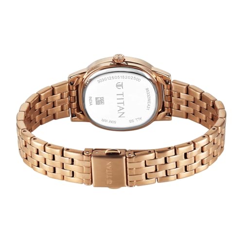 Image of Titan Glamour Quartz Analog Brown Dial Rose Gold Stainless Steel Strap Watch for Women