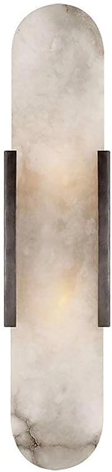 Metal Sconce Marble Lampshade Wall Lamp, LED Headboard Lighting Modern Wall Light Fitting Night Lamps for Living Room Bedroom Bedside Hallway Decorative Warm Wash Lights(Black,35CM)