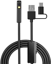 Endoscópio para câmera de carro, lente dupla ip68 3 em 1, endoscópio de inspeção à prova d'água, 9 luzes led, fio macio/rígido para smartphone (Size : 2M, Color : 5.5mm Flexible Wire)