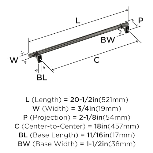 Image of Amerock Davenport 18 inch (457mm) Center-to-Center Gunmetal Appliance Pull, BP36699GM