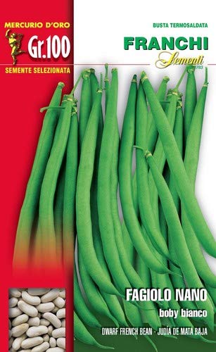 Franchi sementi semi di fagioli e fagiolini nani e rampicanti in confezioni varie (nano boby bianco, 100 grammi)