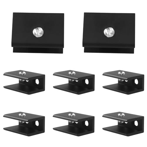 Rierdge 8 Pack Adjustable Glass Shelf Brackets Aluminum Alloy Holder Support for 6-8 mm Thick Glass, 28 x 18 x 13.5mm, Black