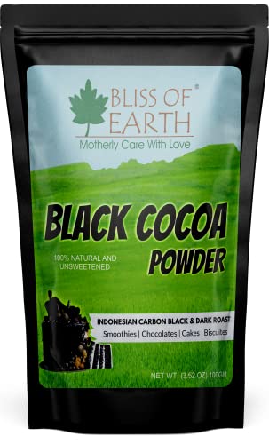 Bliss of Earth Black Cocoa Powder Natural and Unsweetened Carbon Black & Dark Roast Perfect for Cooking & Baking Cakes, Biscuits, Oreo, Chocolates, Smoothies 100GM