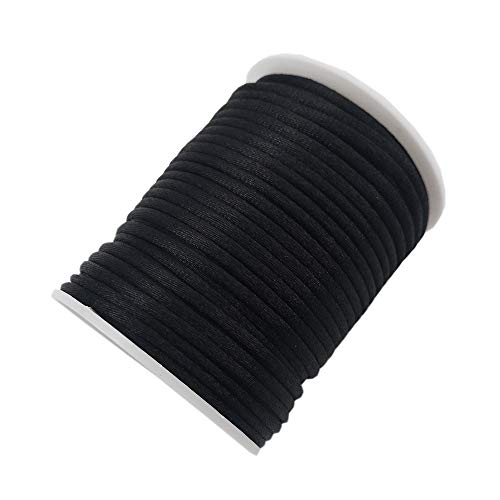 Inspirelle 3Mm Black Satin Cord Rattail Silk Cord Chinese Knot Thread For Jewelry Making, 50 Yards Spool #TOP6