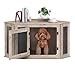 MAHANCRIS Eck Hundekäfig Möbel, Hundebox für Zuhause, im Innenbereich, 113 x 60 x 60 cm, Haustierkäfig für Kleine und Mittelgroße Hunde, Multifunktional, Vintage-Stil, Verwittertes Grau ADCHG0801