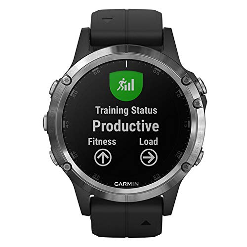 Garmin fenix 5 Plus, Premium Multisport GPS Smartwatch, Features Color Topo Maps, Heart Rate Monitoring, Music and Contactless Payment, Black/Silver