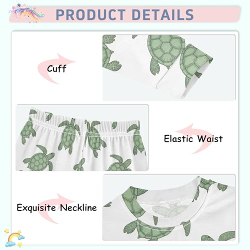 Pajama Sets Long Sleeve Sea Turtle Pattern Prints Soft Comfy Sleepwear 2 Piece PJS 3-8T4