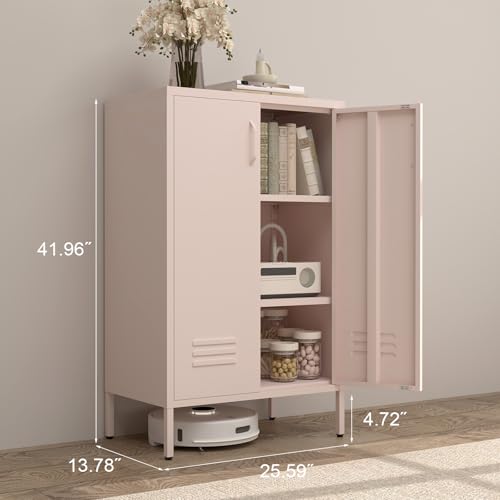 Armario de almacenamiento de metal para cocina y sala de estar rosa 3