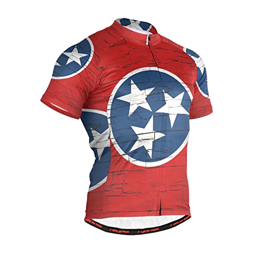 Tennessee State Flag Men's Cycling Jersey Short Sleeve Bike Jacket Biking Bicycle Jersey Shirt