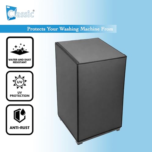 Image of Classic Top Load Washing Machine Cover Suitable For Whirlpool 360 / Stain Wash Back Panel 6 Kg, 6.5 Kg, 7 Kg, 7.5 Kg, Waterproof & Dustproof (58cmsX58cmsX97cms, Grey)