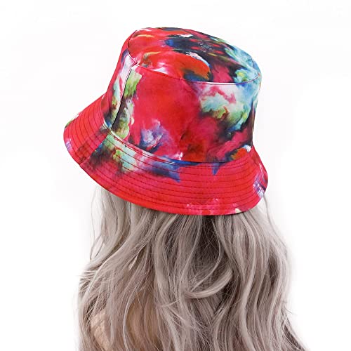 Surkat Unisex Packable Reversible Bucket Hat Fodable Sun Hat For Women Men Girl Boy Red Tie Dye #TOP3
