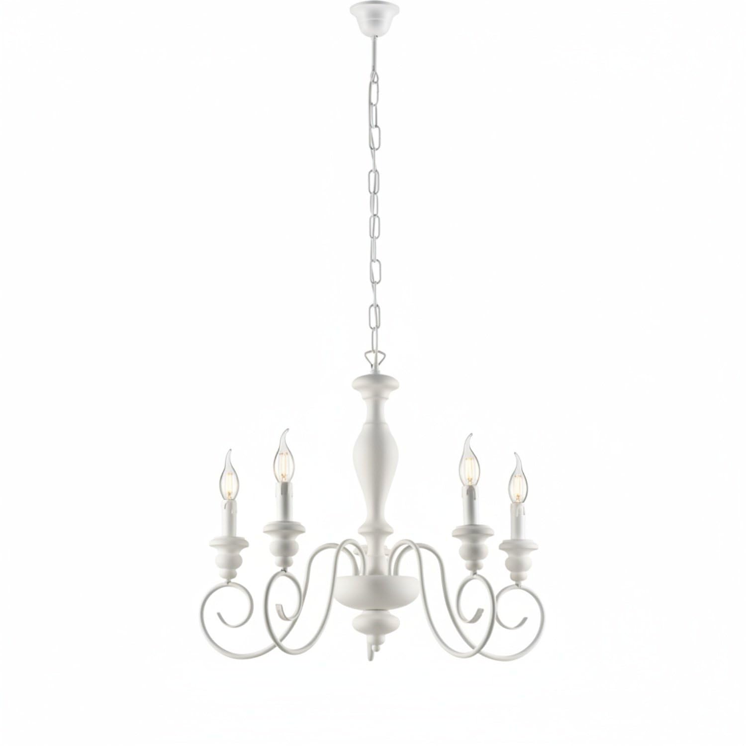 Bonetti Illumina Lampadario Shabby Chic Cascina Bianco 5 Luci E14