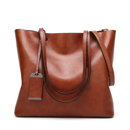 Sac seau en cuir ciré tout usage et grand cabas de shopping