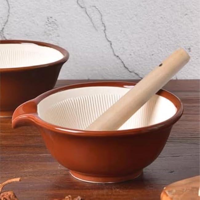 Mortar and Pestle Set Chinese Style Ceramic Garlic Masher Kitchen Garlic Pounder Manual Household Pestle Set Seasoning Spice Tools