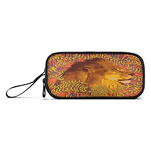 Rey León Salvaje Amarillo Estuche Escolar Estudiante Caja de Lápices para Niños Niñas