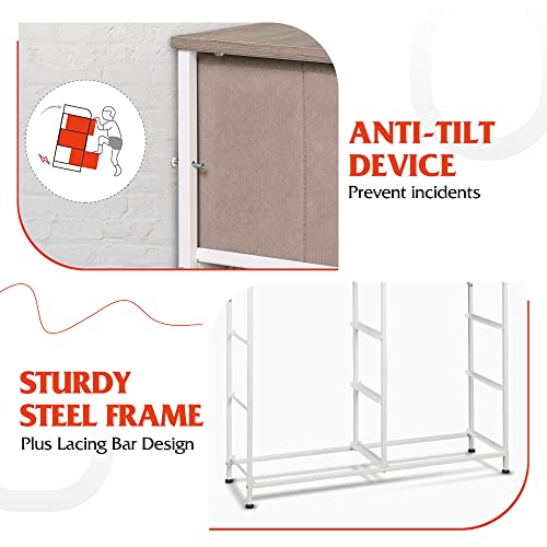 Wlive Dresser With 9 Drawers, Fabric Storage Tower For Kids Bedroom, Entryway, Closets, Nursery Chest Organizer Unit With Textured Print Fabric Bins, Steel Frame, Wood Top, Greige #TOP5
