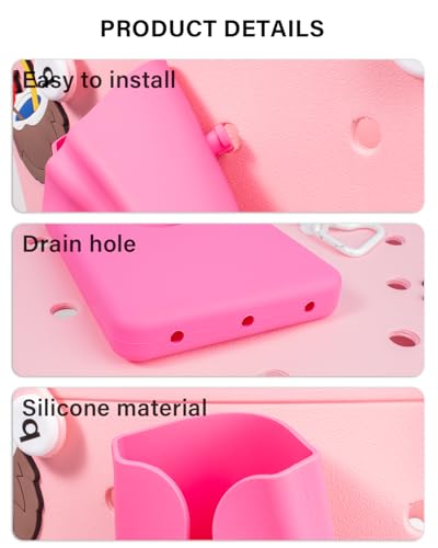 Image of Silicone Phone Holder for Bogg Bag, Phone Case Holder Charms Compatible with Bogg Bags,Cell Phones Holder for Bogg Bag,Charms Key Holder Insert Carabiner Keychain for Bogg Bags Accessories(Pink)