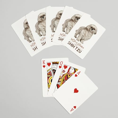 Baraja cartas póker Shih Tzu Life is Better 52 naipes miniatura 7