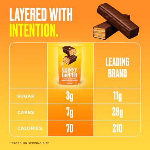 Image of SkinnyDipped Dark Chocolate Peanut Butter Wafer, 3.17oz | 4 Pack