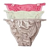 NWT Lot 3 Silk Women's String Bikinis Panties Solid Tanga-c-USXXL