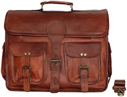 15" leather messenger bag laptop case office briefcase gift for men computer distressed shoulder bag