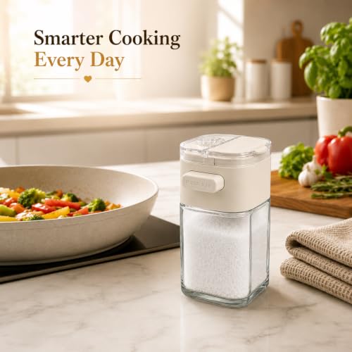 Image of Vasukie Salt & Pepper Square Glass Spice Jar with Black Sifter Two Sided Sifter Cap,Masala jar Spice Container (Each Bottle 120ml) (2IN1 Press Bottle)