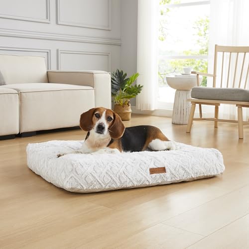 Image of Modern Threads Ultra Plush Orthopedic Memory Foam Pillow Bed for Large Dogs with Supportive Filling and Stylish Textured Design, Grey, (36 inch L x 27 inch W x 4 inch Th)