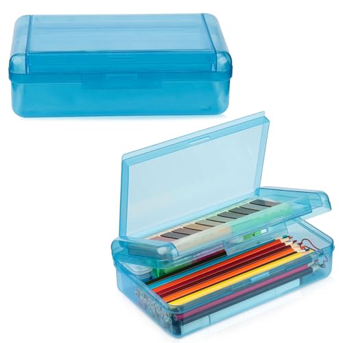 Double Layer Large Capacity Pencil Case, Translucent Plastic Hard Pencil