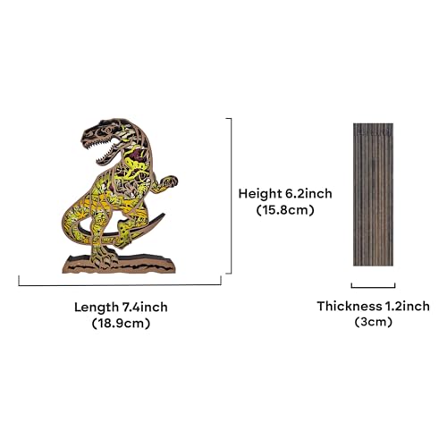 Image of 3D Wooden Velociraptor Decor - Multi-Layer Carved Dinosaur Wall Art & Tabletop Ornament, Prehistoric Animal Figurine for Boys Bedroom, Office, Unique Forest Decor Gifts for Dinosaur Lovers