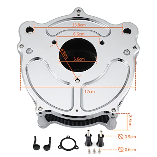 Motorcycle Air Cleaner Skull Style Air Filter Intake Kit Fit For Touring Road King Street Glide Trike 2008-16 Softail 2016-17 Dyna Fxdls 2017(Chromed) #TOP4