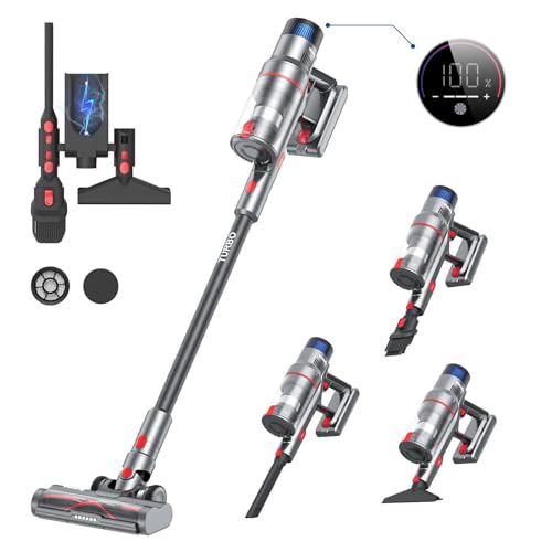 Vistefly V15 Aspirateur Balai sans Fil, 40000pa 500W Puissant avec Écran Tactile LED 60Min Autonomie Détection Poussière 4 en 1 Aspirateur pour Sol Dur Tapis Poils Animaux