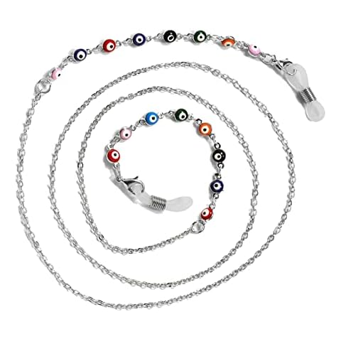 Glasses Chain Anti Slip Glasses Cord Multipurpose Eyewear Silver Necklace Strap for Old Man and Teacher Cover