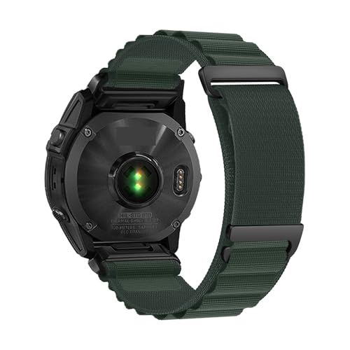 �ɓK������Garmin Tactix 8/Fenix 8/7/6/5x�ʋC���i�C�������[�v���v�x���g�v�����O��(Dark Green,22mm)