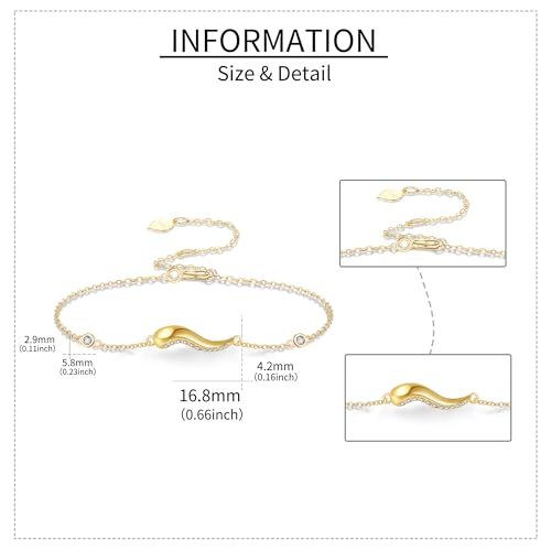 14k Real Gold Animal/Italian Horn/Sun/Mom Bracelet Cute Bracelets For Women Girls Christmas Birthday Valentine'S Day Gift4