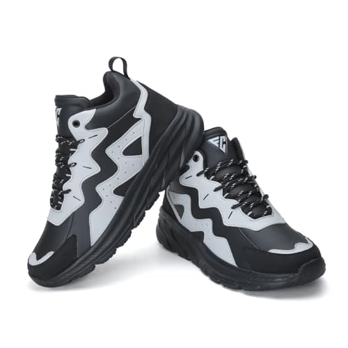 Image of FIELD CARE Casual Athletic Sneakers, Chunky Platform Design, Colour Block, Lace-up Hi-Top Gym Sports Shoes Shock Absorbing Cushioned Insole Stylish Sneakers