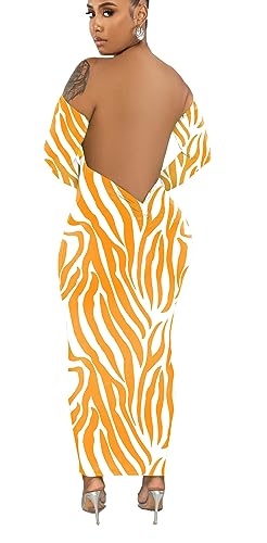 YUEWOO Womens Long Sleeve Off The Shoulder Maxi Dress Sexy