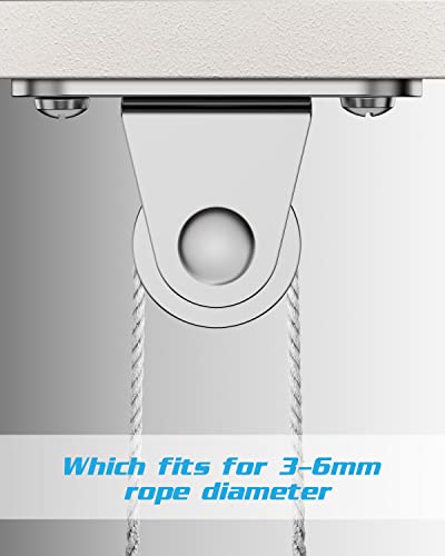 Single Pulley Block, Fixed Mute Bearing Pulley Roller Duplex Bearing Silent, Wall/Ceiling Pulleys Heavy Duty Loading 110 Lb For Sun Shade Sail, Wood Shed, Material Handling And Moving, Hang Plants (2) #TOP2