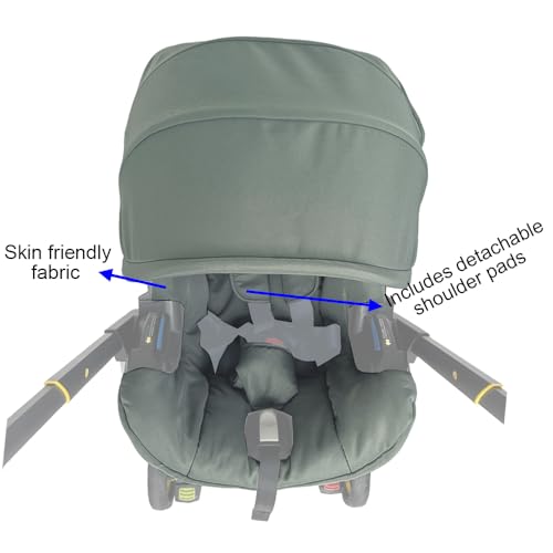 Image of Stroller Accessory Washing Kit Textile Set, Colorful Canopy & Water Resistance Soft Cushion Compatible with DOONA CAR SEAT Strollers (Desert Green)