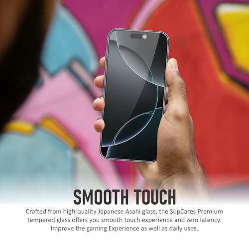 Image of SupCares Privacy Tempered Glass for iPhone 16 Pro Max (6.9 Inch) With Installation Kit | Military-Grade Gorilla Screen Protector | Edge to Edge Coverage | Black