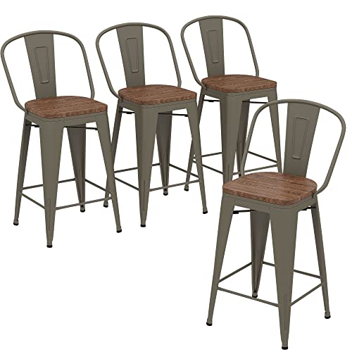 Andeworld Metal Bar Stools Counter Height Stools Dining Chairs High Back Industrial Barstools Set Of 4(30 Inch Rusty) #TOP17