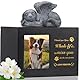 DiDiBirDi Tierurnen für Hunde,Haustier Einäscherung Box,Schwarze Hunde Urnen aus Holz für Asche, Wird mit Einer Hundengel-Statue aus Kunstharz und einem Samtbeutel zur Aufbewahrung der Asche（25kg） ﻿