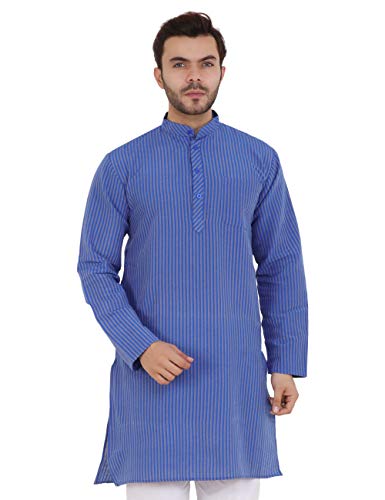Image of LATEST CHIKAN Men's Cotton Blend Regular Striped Kurta
